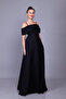 Pearl Detail Boat Neck Strap Maxi Length Evening Dress - 5