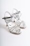 Platinum stone evening dress shoes wedding shoes stone heels high heels - 3
