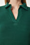 Women's Green Polo Neck Corded Knitted Blouse GT00111 - 5