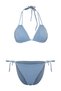 Blue Plain Triangle Accessory Regular Waist Bikini Set - 5