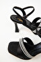 Black Satin Women's Classic Heeled Shoes 20257 - 6