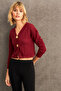 Women's Burgundy Button Detailed Blouse Tf57 - 2