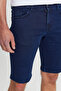 Men's Dark Navy Blue Slim Fit Slim Fit Cotton Flexible Denim Shorts - 5