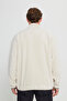 Men's Beige Oversize Loose Cut Stand-Up Bato Collar Pocket Detailed Zipper Cold-Proof Fleece Sweatshirt - 6