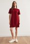 Women's Burgundy Front-Stitched Mini Brioche Knit Dress ELB-19002335 - 3