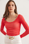 Women's Washed Coral Wide Neck Camisole Blouse Blz- 19000722 - 5