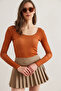 Women's Washed Tan Wide Neck Camisole Blouse Blz- 19000722 - 4