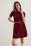 Women's Burgundy Short Sleeve Color Detailed Skirted Knitwear Set Tkm- 19000346 - 3