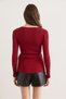 Women's Burgundy Neck Lace V Neck Camisole Knitted Blouse Blz- 19001713 - 2