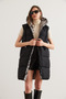 Women's Black Leopard Reversible Padded Hooded Woven Vest YLK-19000013 - 3