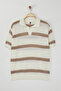 Ekru Regular Polo Yaka Çizgili Triko Polo Yaka T-shirt TMNSS24PO00004 - 3