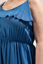 Blue Adjustable Strap Flywheel A-Line Midi Woven Large Size Dress Tbbss25Ah00077 - 8