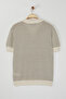Bej - Haki Çizgili Relaxed Kısa Kol Polo Yaka Triko T-shirt TMNSS23PO00026 - 6