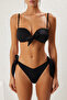 Siyah Bağlamalı Straplez Kaplı Brazilian Yüksek Bel Bikini Takımı TBESS25BT00086 - 4