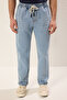 Açık Mavi Regular Fit Beli Lastikli Geniş Kalıp Bol Kot Pantolon Jeans TMNAW24JE00025 - 3