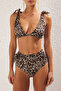 Leopar Desenli Bağlamalı Hipster Yüksek Bel Bikini Altı TBESS24BA00133 - 3