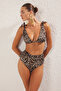 Leopar Desenli Bağlamalı Hipster Yüksek Bel Bikini Altı TBESS24BA00133