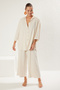 Ecru Woven Textured Shirt Trousers Beach Suit Tbess25Au00000 - 2