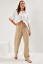Vizon Müslin Beli Lastikli İnce Kumaş Wide Leg/Geniş Paça Dokuma Pantolon TWOSS25PL00067 - 2