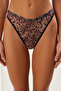 Siyah-Beyaz-Leopar 3'lü Paket Sloganlı Fitilli Tanga Örme Külot THMSS25KU00031 - 7