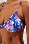 Çiçek Desenli Düğümlü Üçgen Kaplı Regular Yüksek Bel Bikini Takımı TBESS25BT00104 - 5
