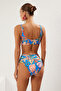 Çiçek Desenli Bralette Kaplı Regular Yüksek Bel Bikini Takımı TBESS22BT0010 - 5