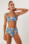 Çiçek Desenli Bralette Kaplı Regular Yüksek Bel Bikini Takımı TBESS22BT0010
