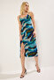 Navy Printed Midi Fitted/Fitted Stretchy Knitted Dress Twoss25El00242 - 4