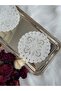 Set of 4 Hole Work Embroidered Cocktail Presentation Napkins (4 Pcs) - 3