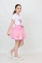Girl's Butterfly Pattern T-Shirt Sequin Beading Detail Pink Skirt Suit April 23, October 29 Show Outfit - 5
