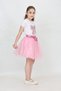 Girl's Ribbon Print T-Shirt Sequin Detailed Pink Skirt Suit April 23, October 29 Show Outfit - 6