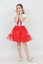 Girl's Ribbon Print T-Shirt Ruffle Detail Red Skirt Suit April 23, October 29 Show Outfit - 5