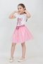 Girl's Ribbon Print T-Shirt Sequin Detailed Pink Skirt Suit April 23, October 29 Show Outfit - 4
