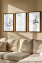 3 Piece Brown Real Wood Framed Painting Set - Model 18