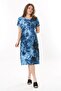 Women's Blue Tie-Dye Pattern Midi Dress - 3