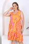 Women's orange pink marbling pattern plus size layered dress - 5