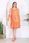 Women's orange pink marbling pattern plus size layered dress - 3