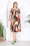Women's Salmon Green Geometric Pattern Midi Dress