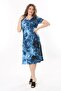Women's Blue Tie-Dye Pattern Midi Dress - 4