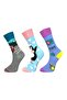 3-Piece Unisex Flexible Moisturizing Cotton Colorful and Patterned Socks