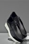 Leather Black Sneakers Shoes - 2