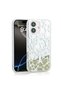 iPhone 16 Case Liquid Glitter Printed Transparent Back Surface Zore Mossa Silicone Cover - Gold