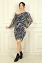 Women's Asymmetrical Neckline Lined Snake Print Short Tulle Dress