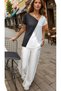 Pasaklı Giyim Women's Black White Gray Color Block Short Sleeve Loose Combed Cotton T-Shirt 700-3207198 - 2