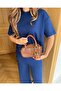Patent Leather Bag with Bag Accessories Brown - 4