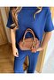 Patent Leather Bag with Bag Accessories Brown - 2