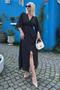 Black Print Slit Detail Long Dress Mg2321