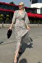 White Print Slit Detail Long Dress Mg2321 - 5