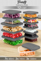 Set of 12 Gray Food Storage Containers - Microwavable Organizer