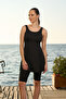 Dress Swimsuit with Null Sleeve Leggings - Semi-Closed, Black 22600 - 4